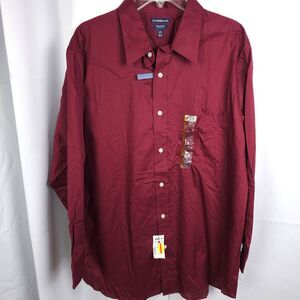 NWT Croft & Barrow Mens 17.5 32/33 Burgundy Red Classic Fit Dress Shirt
